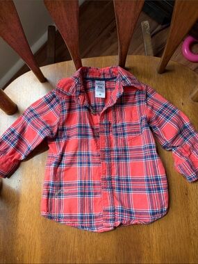 Carter's Red and Navy Plaid Button-Down Shirt